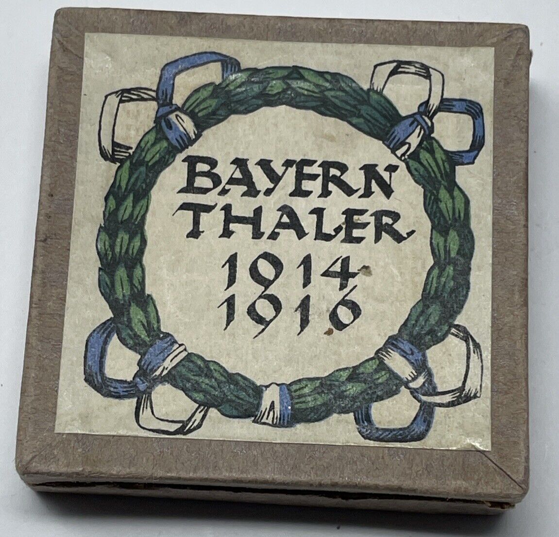 1814-1916 Bavarian German Box Thaler With Exterior Box And Contents. C ...